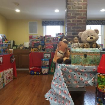 Some of the donated toys in the holiday gift shop for families in need