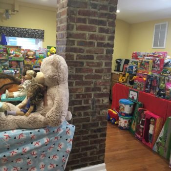 Some of the donated toys in the holiday gift shop for families in need
